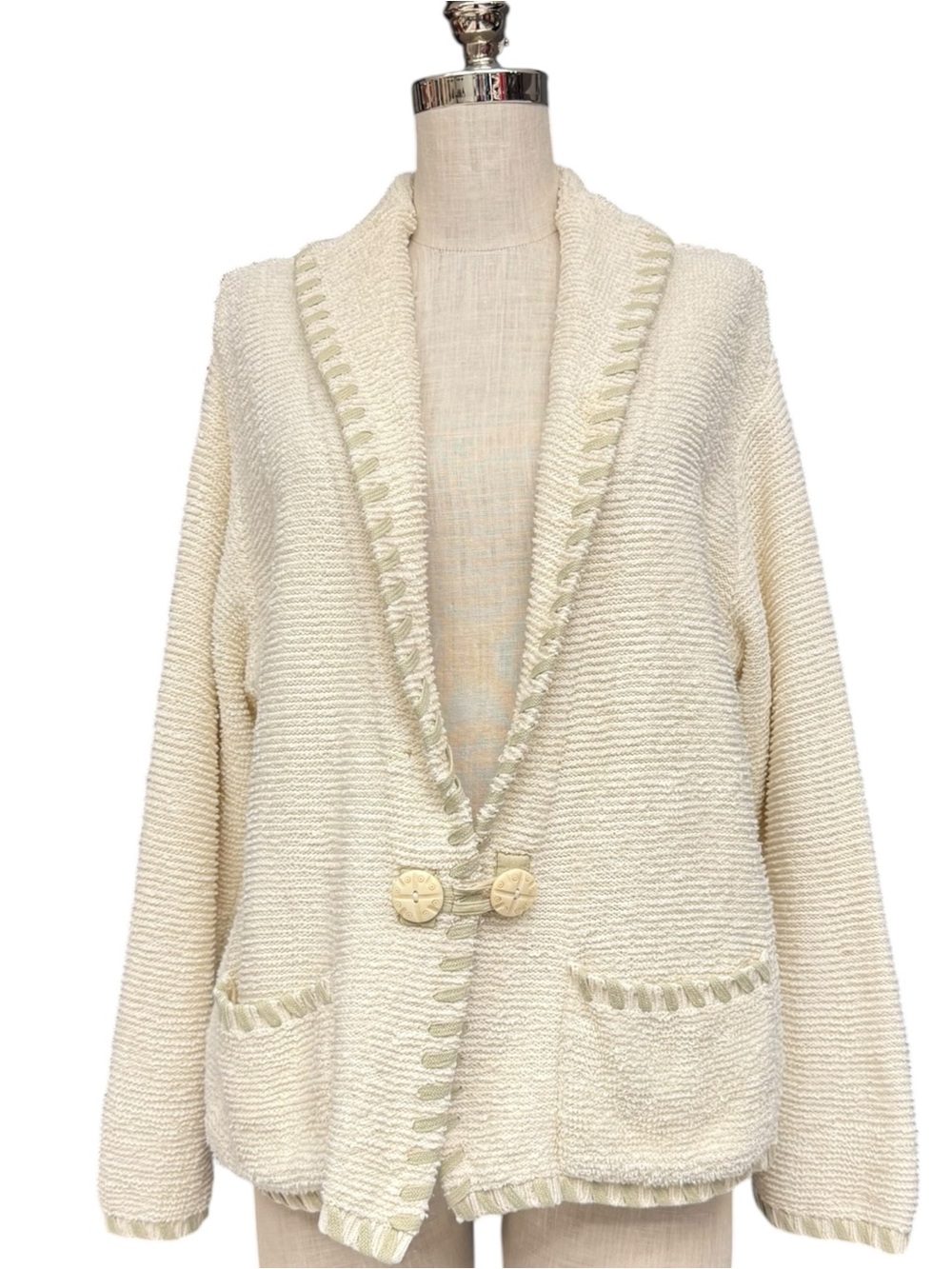 Vintage Shaver Lake Handcrafted Cotton Knit Cardigan Sweater Medium